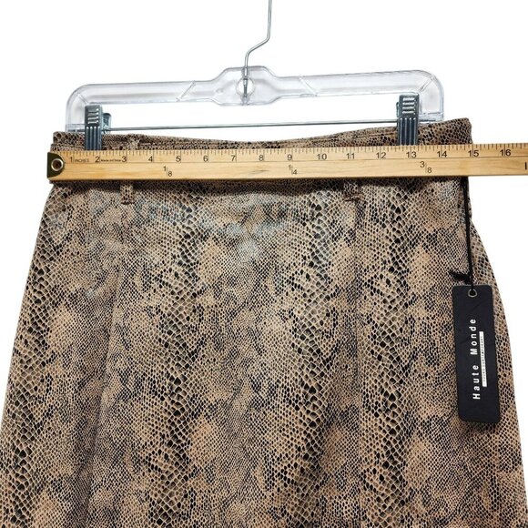 Haute Monde Womens Snake Print Faux Suede Mini Skirt Belt Loops Size L - Picture 6 of 7